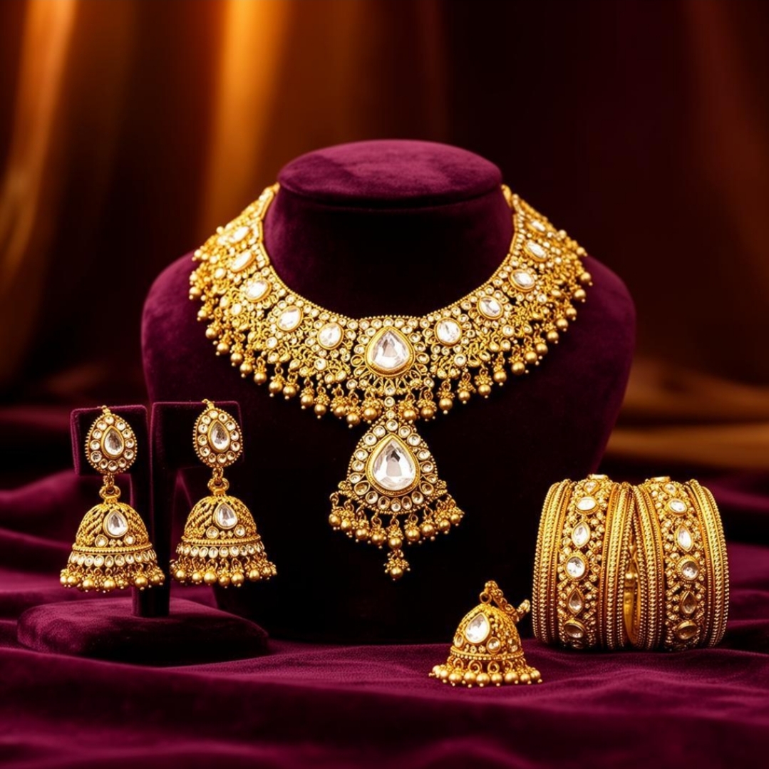 Traditional Navratri jewellery and jhumkas